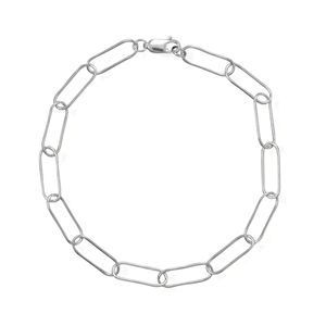 8" RHODIUM PLATED PAPERCLIP BRACELET